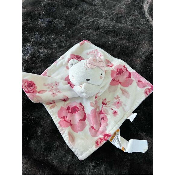 Modern Moments by Gerber Baby Plush Pink White Cat Lovey Security Blanket Toy - Picture 1 of 3